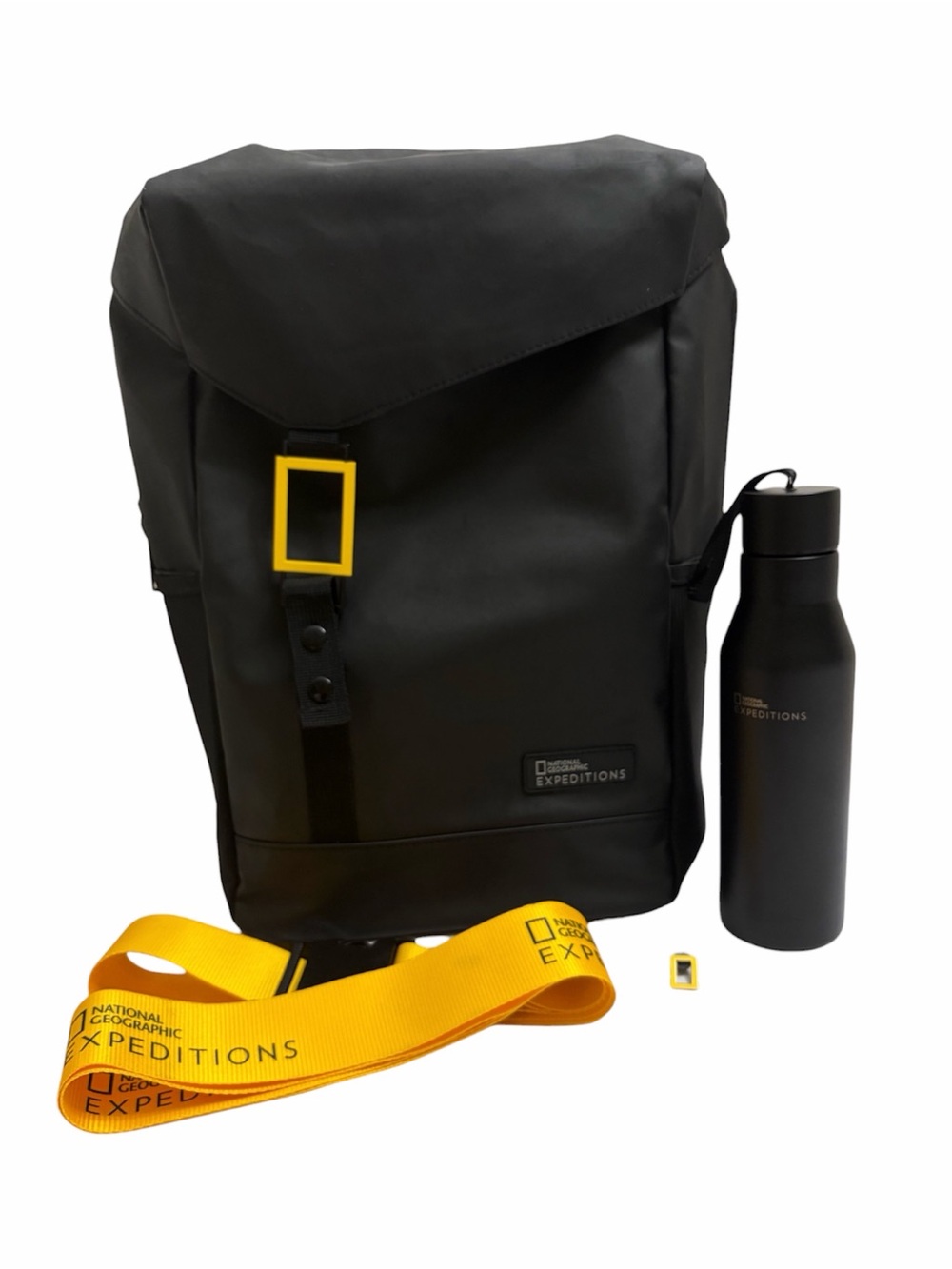 National Geographic Expeditions Black Waterproof Backpack & Water Bottle Bundle